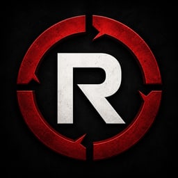 ROTATION white R mark inside red circular arrows on a dark background